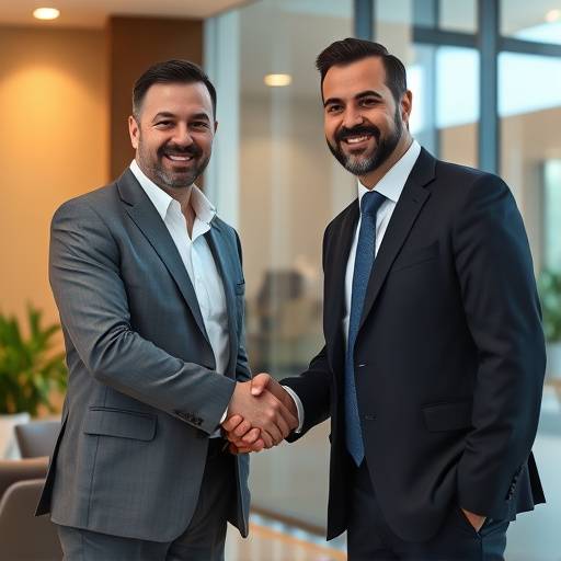 Davide Gialli, Agente Immobiliare, che stringe la mano a un cliente dopo aver concluso un affare