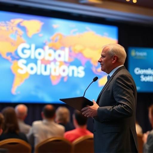 Immagine di un relatore di Global Solutions che presenta con sicurezza durante una conferenza