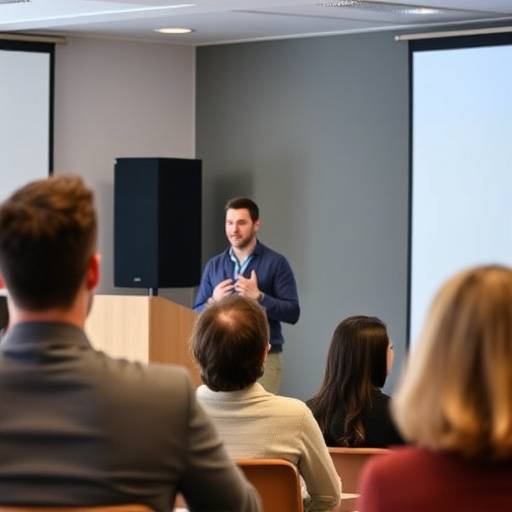 Persona che presenta con sicurezza a un pubblico durante un corso di comunicazione efficace